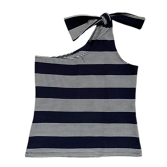 Bishop + Young One-Shoulder Tie Tank Navy S - Picture 10 of 12